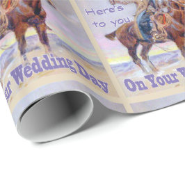 Westerne cowboy op paard bruiloft toast geschenkve cadeaupapier