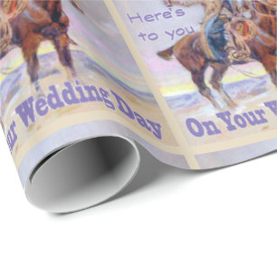 Westerne cowboy op paard bruiloft toast geschenkve cadeaupapier