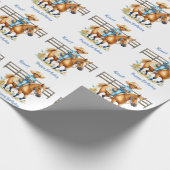 Westerne cowboy op paard gepersonaliseerde verjaar cadeaupapier (Hoek)