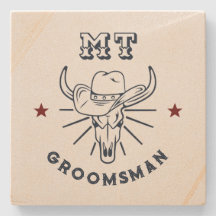 Westerne Cowboy Ox Skull  Best Man Groomsmen