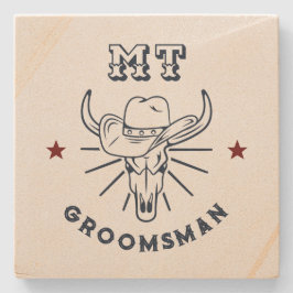 Westerne Cowboy Ox Skull  Best Man Groomsmen Stenen Onderzetter