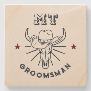 Westerne Cowboy Ox Skull  Best Man Groomsmen Stenen Onderzetter