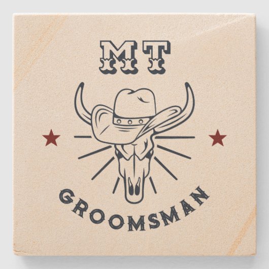 Westerne Cowboy Ox Skull  Best Man Groomsmen Stenen Onderzetter (Voorkant)