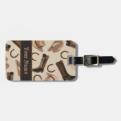 Westerne Cowboy Pet Boots Black Beige Name Bagagelabel (Voorkant horizontaal)