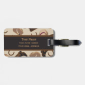 Westerne Cowboy Pet Boots Black Beige Name Bagagelabel (Achterkant horizontaal)