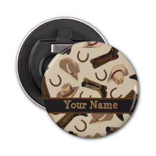 Westerne Cowboy Pet Boots Black Beige Name Button Flesopener