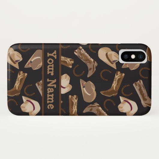 Westerne Cowboy Pet Boots Black Name Persoonlijke Case-Mate iPhone Case (Achterkant (horizontaal))