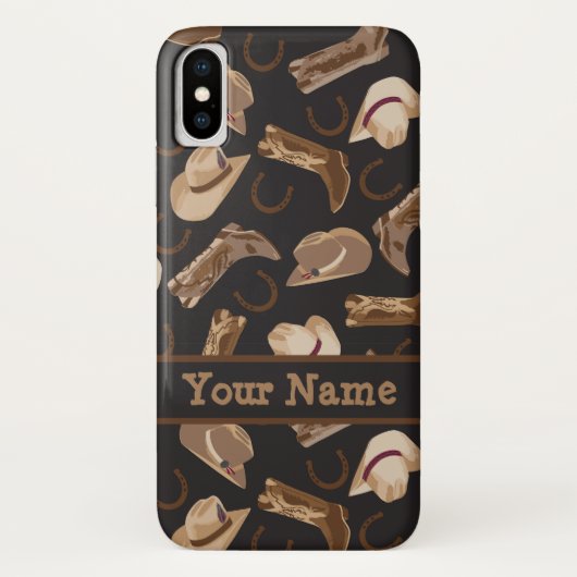 Westerne Cowboy Pet Boots Black Name Persoonlijke Case-Mate iPhone Case (Achterkant)