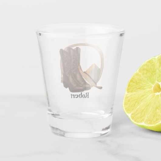 Westerne Cowboy Pet Boots en persoonlijke touwtjes Shot Glas (Achterkant)