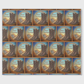 Westerne Cowboy Pet Boots en Rope Happy Birthday Cadeaupapier (Vlak)