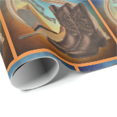 Westerne Cowboy Pet Boots en Rope Happy Birthday Cadeaupapier (Rol Hoek)