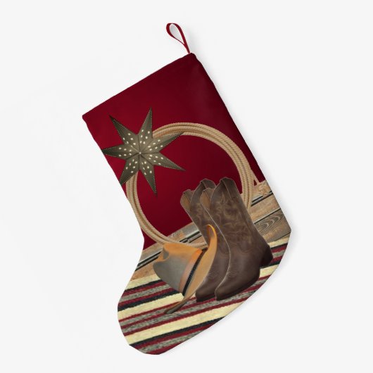 Westerne Cowboy Pet Boots Rope en Star Kleine Kerstsok (Achterkant (Hangend))