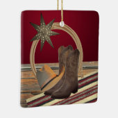 Westerne Cowboy Pet Boots Rope en Star Square Keramisch Ornament (Rechts)