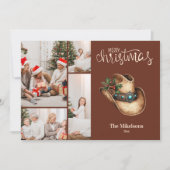 Westerne Cowboy Pet Christmas 4 Foto Feestdagenkaart (Voorkant)