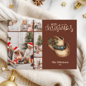 Westerne Cowboy Pet Christmas 5 Foto Feestdagenkaart