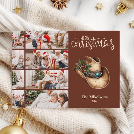 Westerne Cowboy Pet Christmas 8 Foto Feestdagenkaart