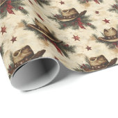 Westerne Cowboy Pet Christmas Wrapping Paper Cadeaupapier (Rol Hoek)