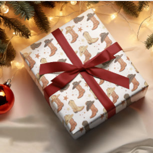 Westerne Cowboy Pet en laarzen kerst Cadeaupapier