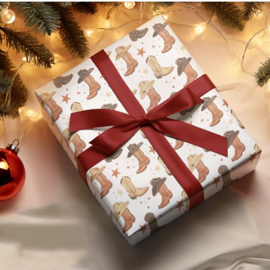 Westerne Cowboy Pet en laarzen kerst Cadeaupapier