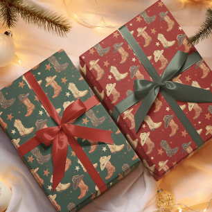 Westerne Cowboy Pet en laarzen kerst Cadeaupapier