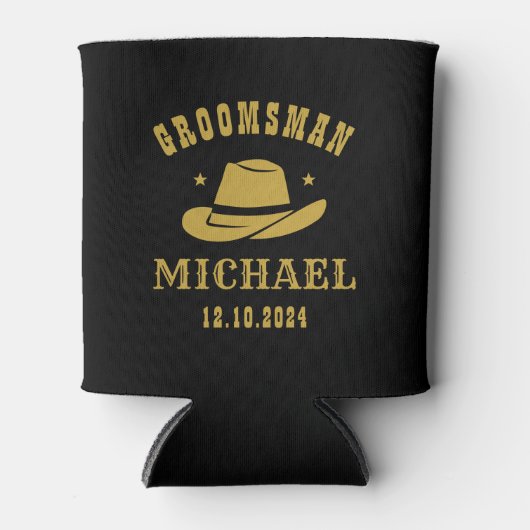 Westerne Cowboy Pet Groomsmen Persoonlijke naam Blikjeskoeler (Voorkant)