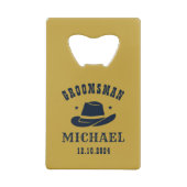 Westerne Cowboy Pet Groomsmen Persoonlijke naam Creditkaart Flessenopener (Achterkant)