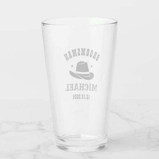 Westerne Cowboy Pet Groomsmen Persoonlijke naam Glas (Achterkant)