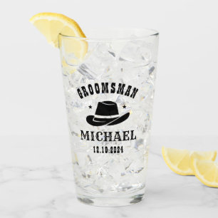 Westerne Cowboy Pet Groomsmen Persoonlijke naam Glas