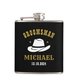 Westerne Cowboy Pet Groomsmen Persoonlijke naam Heupfles