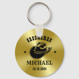 Westerne Cowboy Pet Groomsmen Persoonlijke naam Sleutelhanger