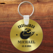 Westerne Cowboy Pet Groomsmen Persoonlijke naam Sleutelhanger (Voorkant)