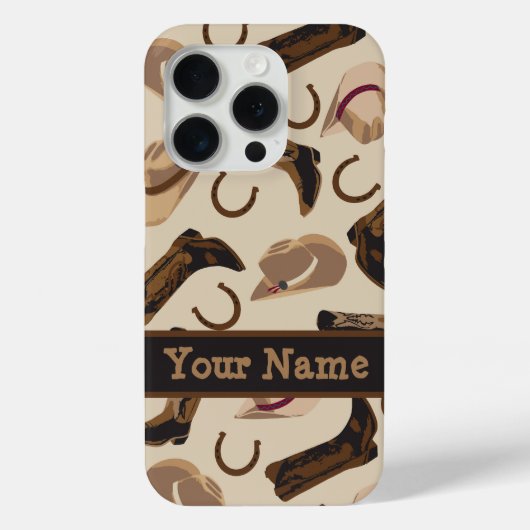 Westerne Cowboy Pet laarzen Beige Naam Personalise Case-Mate iPhone Case (Achterkant)