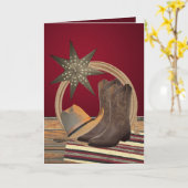 Westerne Cowboy Pet Laarzen Touw Star Kerst Kaart (Gele Bloem)
