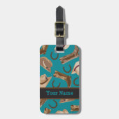 Westerne Cowboy Pet laarzen Turquoise blauw Blauwg Bagagelabel (Voorkant verticaal)