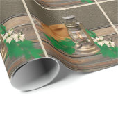 Westerne cowboy Pet Lantern Faux Wood Leather Prin Cadeaupapier (Rol Hoek)