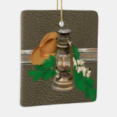 Westerne cowboy Pet Lantern Faux Wood Leather Prin Keramisch Ornament (Rechts)