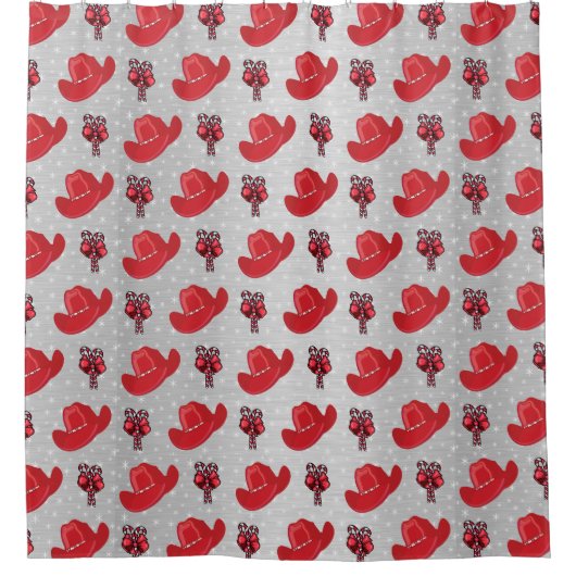 Westerne Cowboy-Petten en snoeprietjes Douchegordijn (Voorkant)