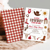Westerne Cowboy Plaid Rood Baby shower Uitnodiging