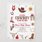 Westerne Cowboy Plaid Rood Baby shower Uitnodiging (Voorkant)
