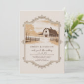 Westerne Cowboy  Ranch Barn Trouwfoto Kaart (Staand voorkant)