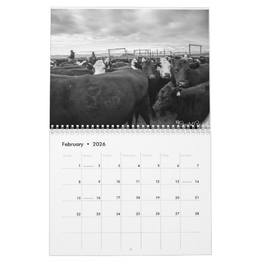 Westerne Cowboy Ranching Calendar Kalender (Feb 2026)