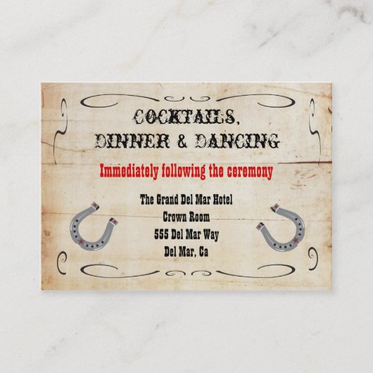 Westerne Cowboy Receptie Behuizing Kaart Invoegen (Voorkant)