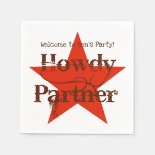 Westerne Cowboy Red Star Birthday Party Napkins Servet