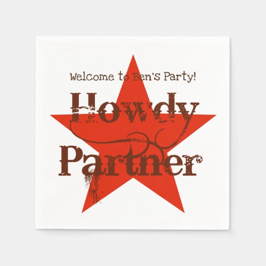 Westerne Cowboy Red Star Birthday Party Napkins Servet (Voorkant)