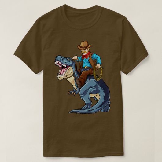 Westerne Cowboy Riding T Rex Dinosaur Wild West Di T-shirt (Design voorkant)