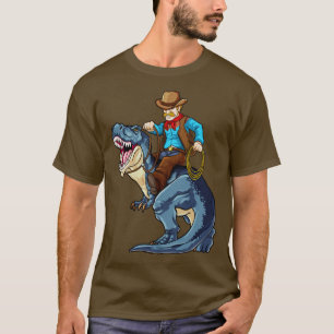 Westerne Cowboy Riding T Rex Dinosaur Wild West Di T-shirt