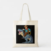 Westerne Cowboy Riding T Rex Dinosaur Wild West Di Tote Bag (Achterkant)