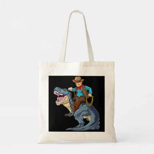 Westerne Cowboy Riding T Rex Dinosaur Wild West Di Tote Bag (Achterkant)