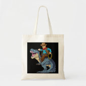 Westerne Cowboy Riding T Rex Dinosaur Wild West Di Tote Bag (Voorkant)