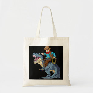Westerne Cowboy Riding T Rex Dinosaur Wild West Di Tote Bag